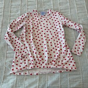 Eyelet & Ivy Girls Valentine’s Day Long‎ Sleeve Heart Top White Size 10 GUC